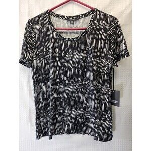 Simply Vera Wang Blouse Womens Medium Cap Sleeve Crew Neck Toe Waist Brown
